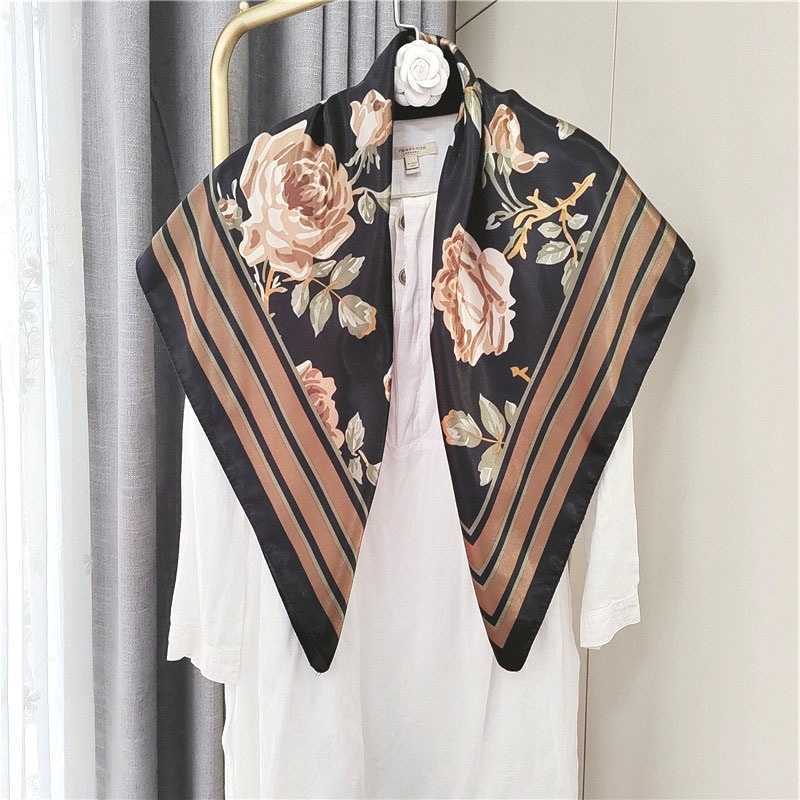 Large square silk scarf for women 2024 new spring and autumn style fashionable and versatile satin scarf with a high-end feel shawl L260804GGTY