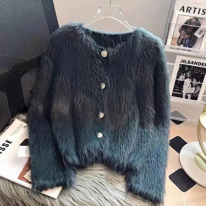 Imitation Mink Cashmere Sweater Cardigan Women Autumn Winter Korean Fashion Knitted Corp Tops Elegant Designer Fashion Soft Female Coat