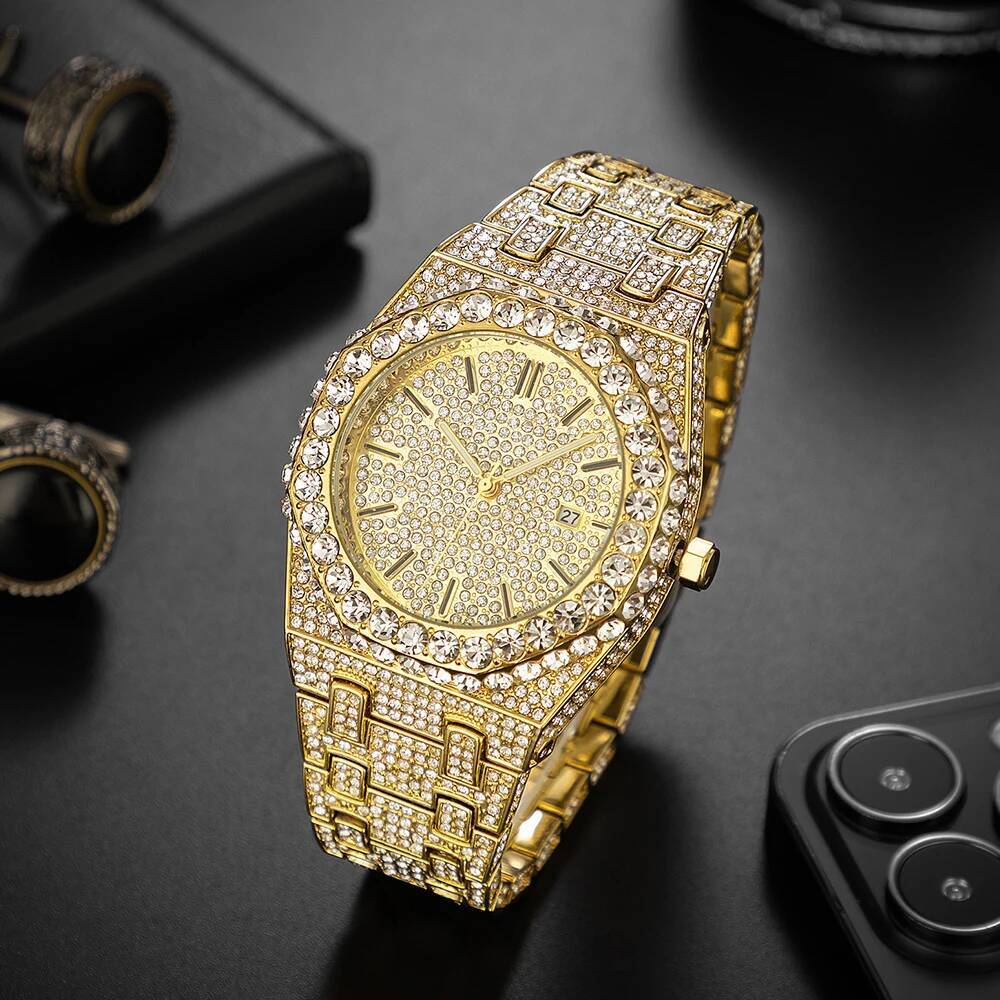 Brand Men's Watch High-end Luxury Full Diamond Quartz Watches Personalized Iced Out Luminous Relogio Masculino Wristwatch Gift 26Y0805
