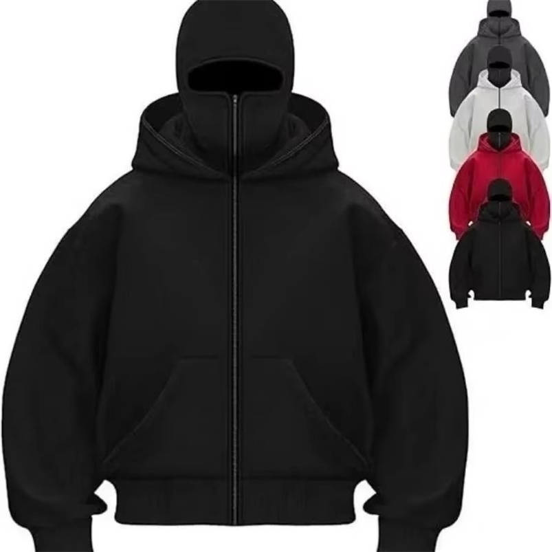 Autumn Men Balaclava Y2K Gothic Harajuku Winter Item Double Hooded Sweatshirt Mens Hooded Mask Zipper Sportswear Women a260730