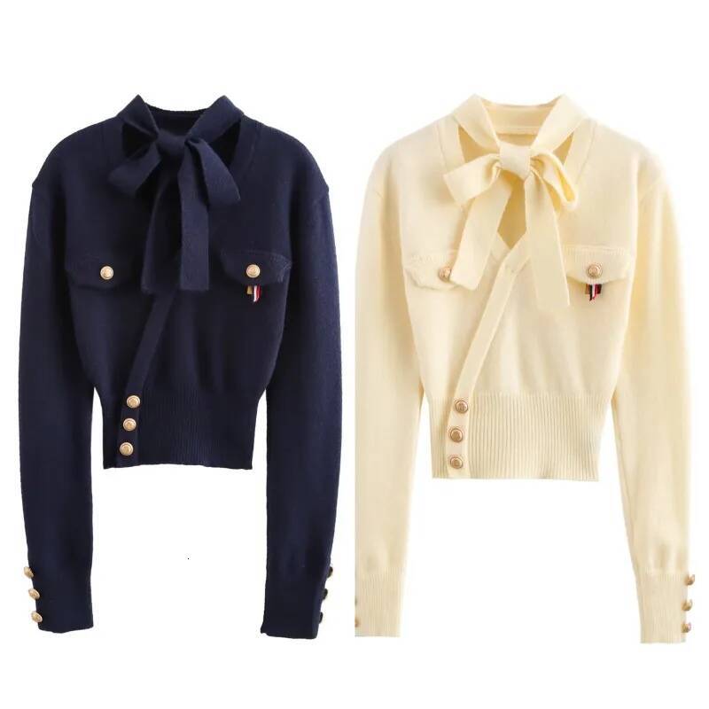 Knit Slim Fit Bow Long Sleeve Pullovers Women's Autumn Sweater Y2k Vintage Top Harajuku Designer Fashion Cozy Sweaters