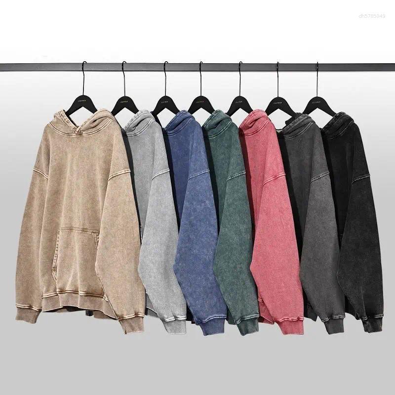 Men's Hoodies American Retro Heavyweight Sweatshirt For Men And Women Spring Autumn Washed Vintage Oversize Loose Large Size Hooded Jacket