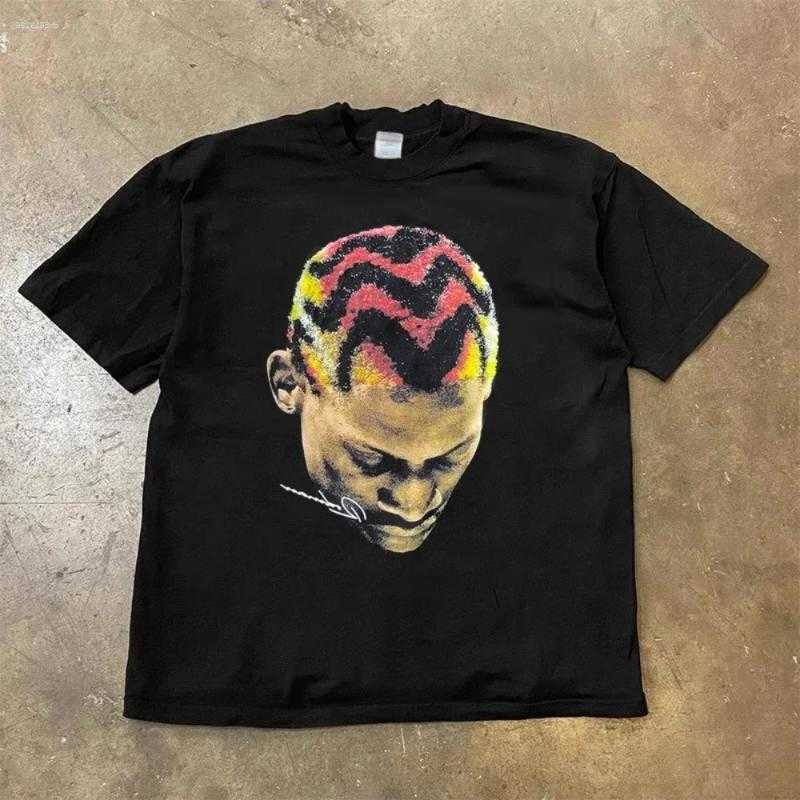 T Men's Shirts Fashion Men Women T-shirt Rodman American Street Big Head Crew Neck Short Sve Cotton Loose Wear Tops Clothing D260805