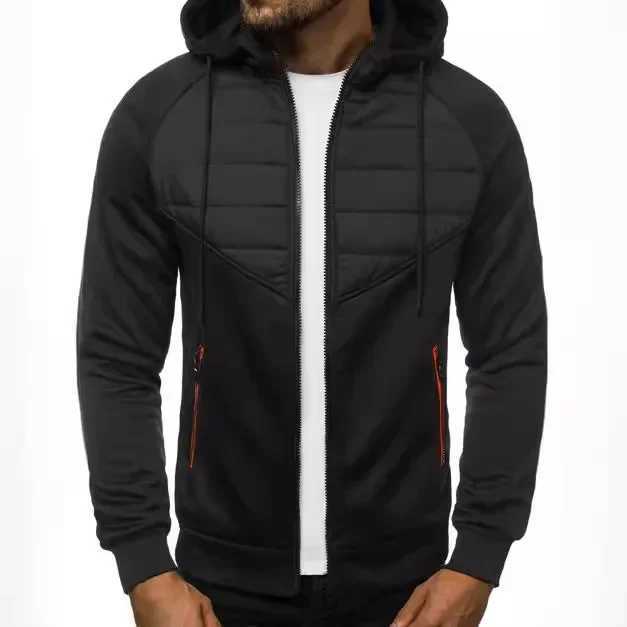 European and American Men's New Leisure Zipper - Hooded Sweatshirts Sporty Spliced Cardigans for Autumn and Winter. M-XXXL S26080510VP