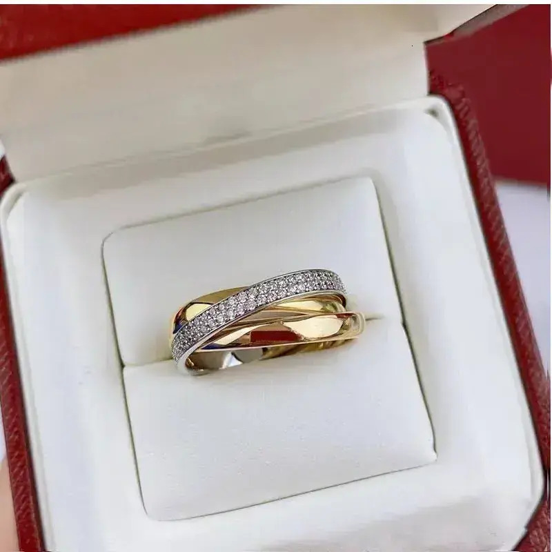Plain Band Ring Three Colors Diamond Luxury Love wedding Ring For Men Women Titanium Steel Screw With Black Silver Rose Gold Plated Rin