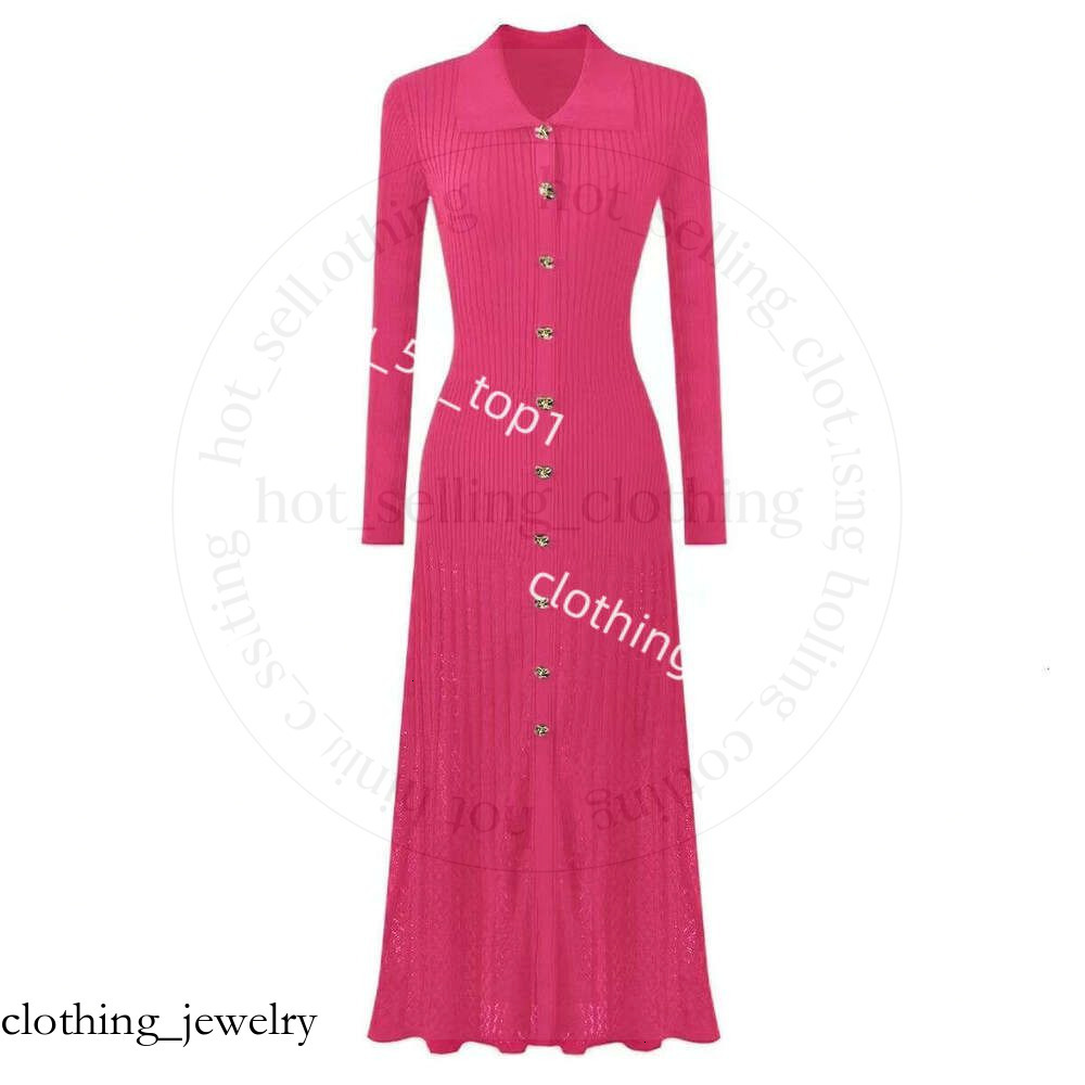 Designer Clothes Sandro Women Elegant Hollow Knit Maxi Short Sleeve O Neck Button Down A Line Long Solid Color Party Casual Knitted Dress 9ed