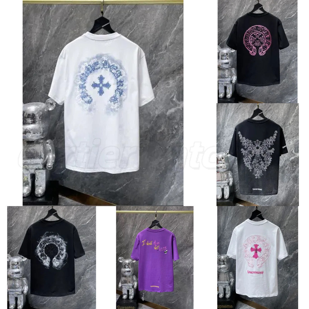 Chrome T Shirt Fashion Designer Mens Printed Cotton Casual Cross CH Tees Short Sleeve Hip Hop Streetwear Lightweight High Quality Summer Shirt S-XL