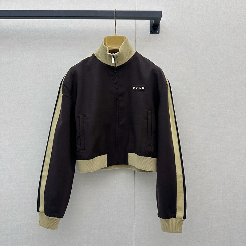 Designer lettre Blouson veste manteau de luxe femmes contraste couleur fermeture éclair manteau Resort vacances rue Style vêtements d'extérieur