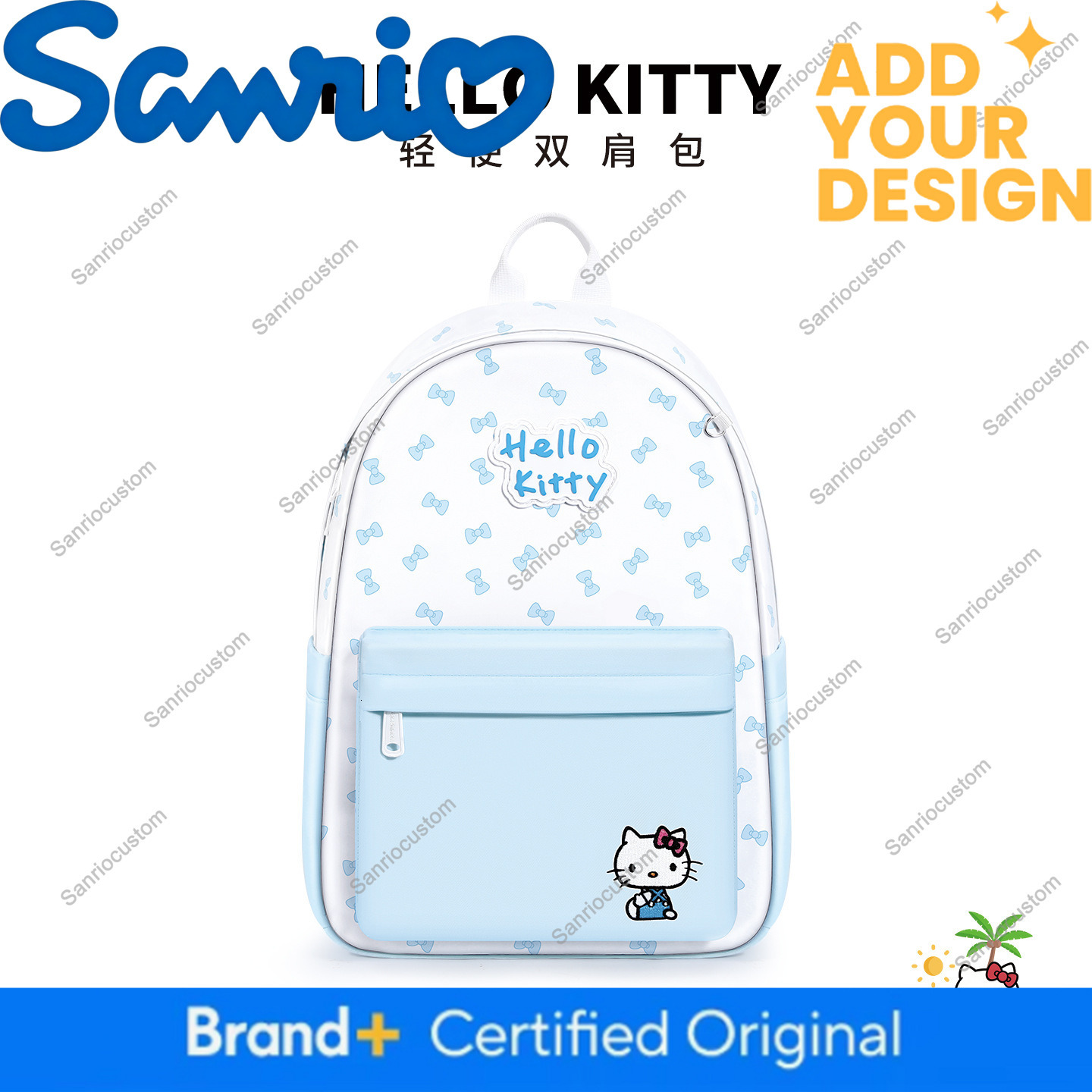 backpack, trendy niche for college students, middle and high school girls, cute Korean-style blue Hello Kitty bag 9f5