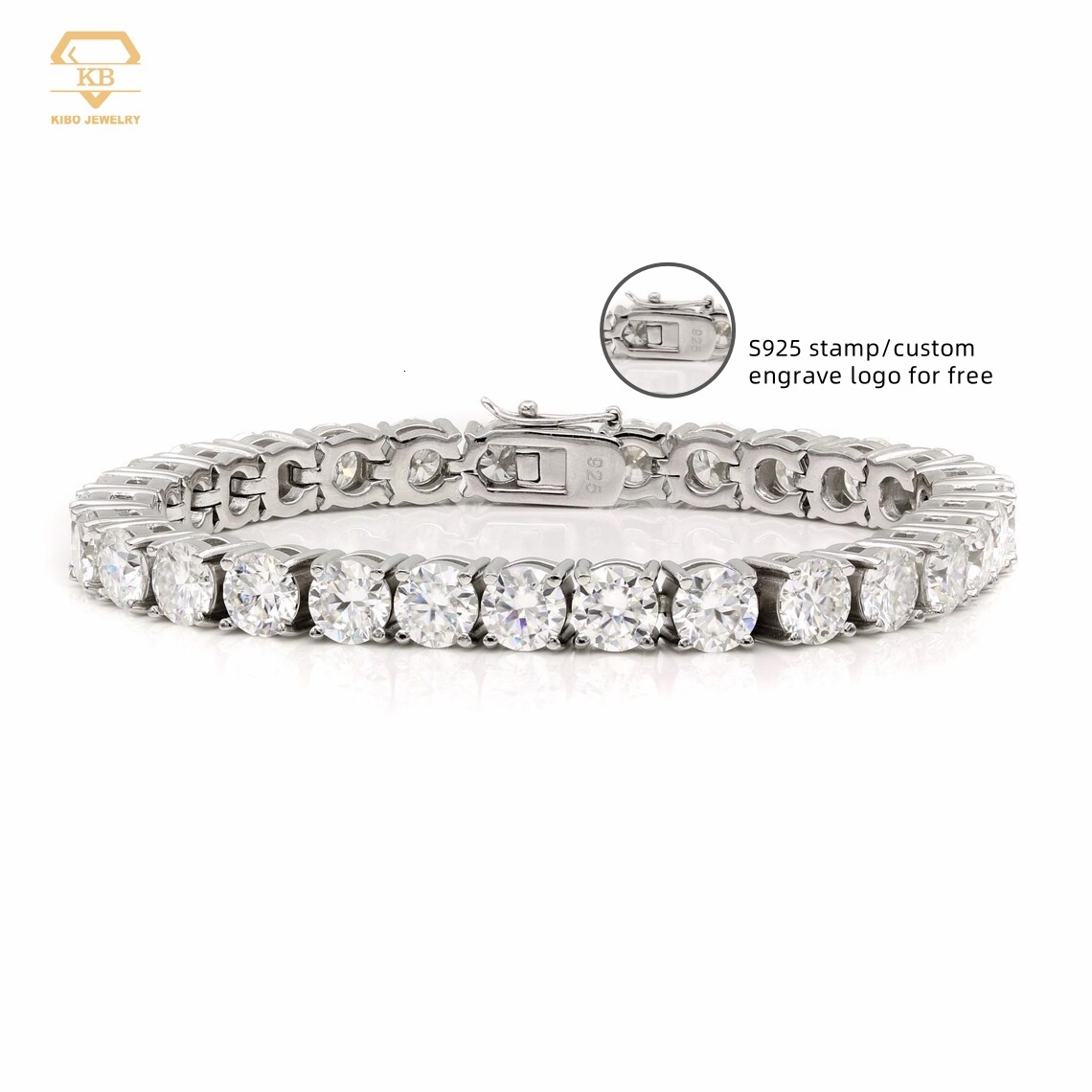 Come With GRA Certificate Iced Out Big Size 6mm 925 Silver Tennis Bracelet Moissanite for Men