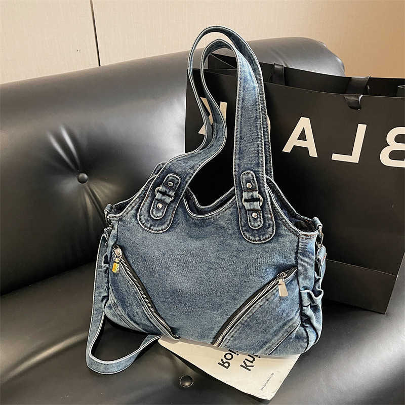 Denim WAshed Korean Tote Style Bag Large Capacity Commuter Crossbody Bag FAshion Versatile high quality Shoulder Bag H260805