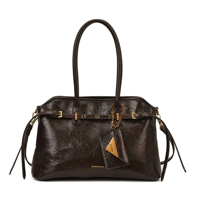 new vintage oil wax leather handbag for women 2026 hot sale large capacity fashion commuter versatile shoulder crossbody bag free shipping