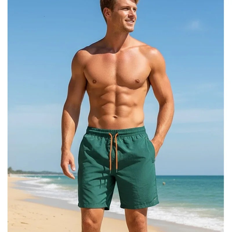 Double Layer Swim Trunks Short Quick Dry Beach Shorts Swimming Trunks with Zipper Pockets 260805