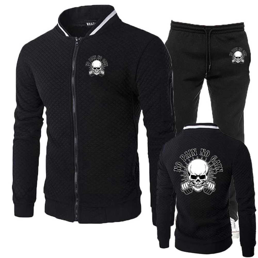 2025 Spring Autumn New Slim-fit Set Men's Sports Casual Stand Collar Zipper Jacket+Long Pants Fashion Two-Piece Suit S260805MN4W