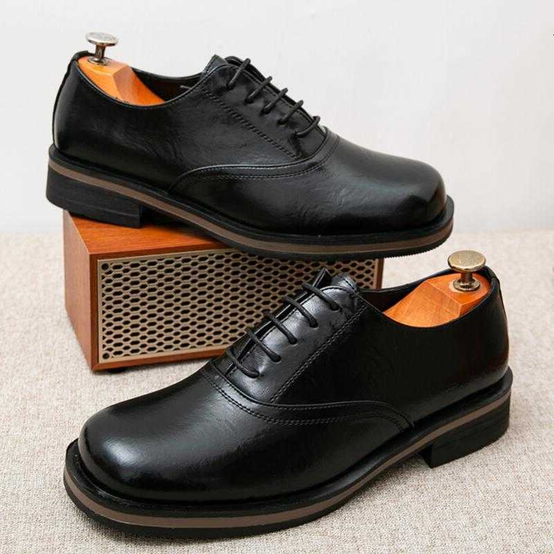 Men New Spring Autumn Fashion Shoes Men Leather Oxfords Shoes Casual Lace-up Formal Business Wedding Dress Shoes Big Size 38-46 H260805