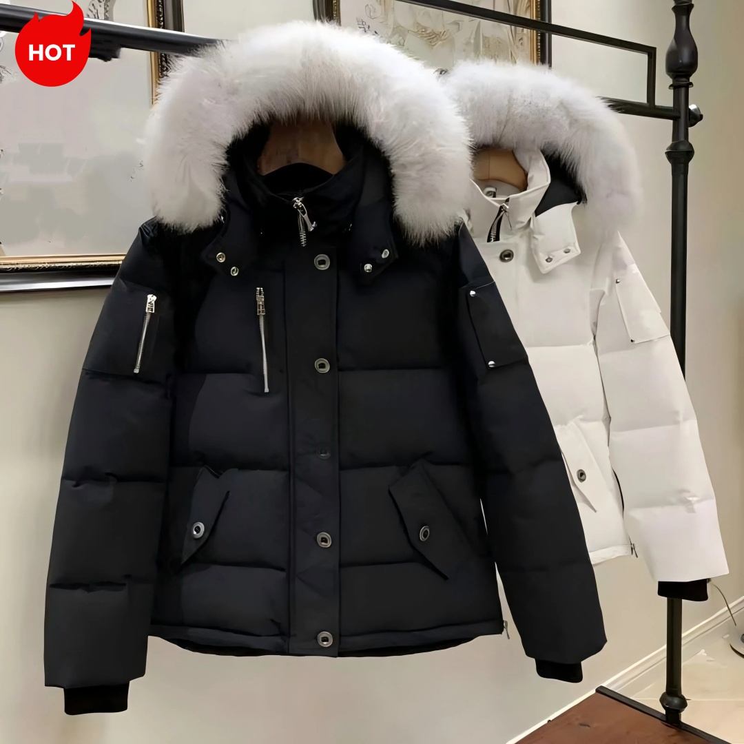 mens designer Puffer jacket Down Jacket Fur Hooded Black Heavy Warm Zip Button Winter Parka Outerwear For Men Windproof Winter Coat Oversized Fur Co