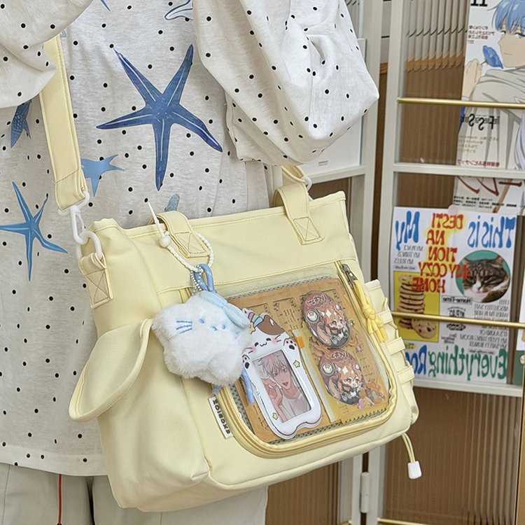 Korean-style ins 2D transparent bag for accessories large-capacity shoulder/crossbody bag for women solid color backpack L26720