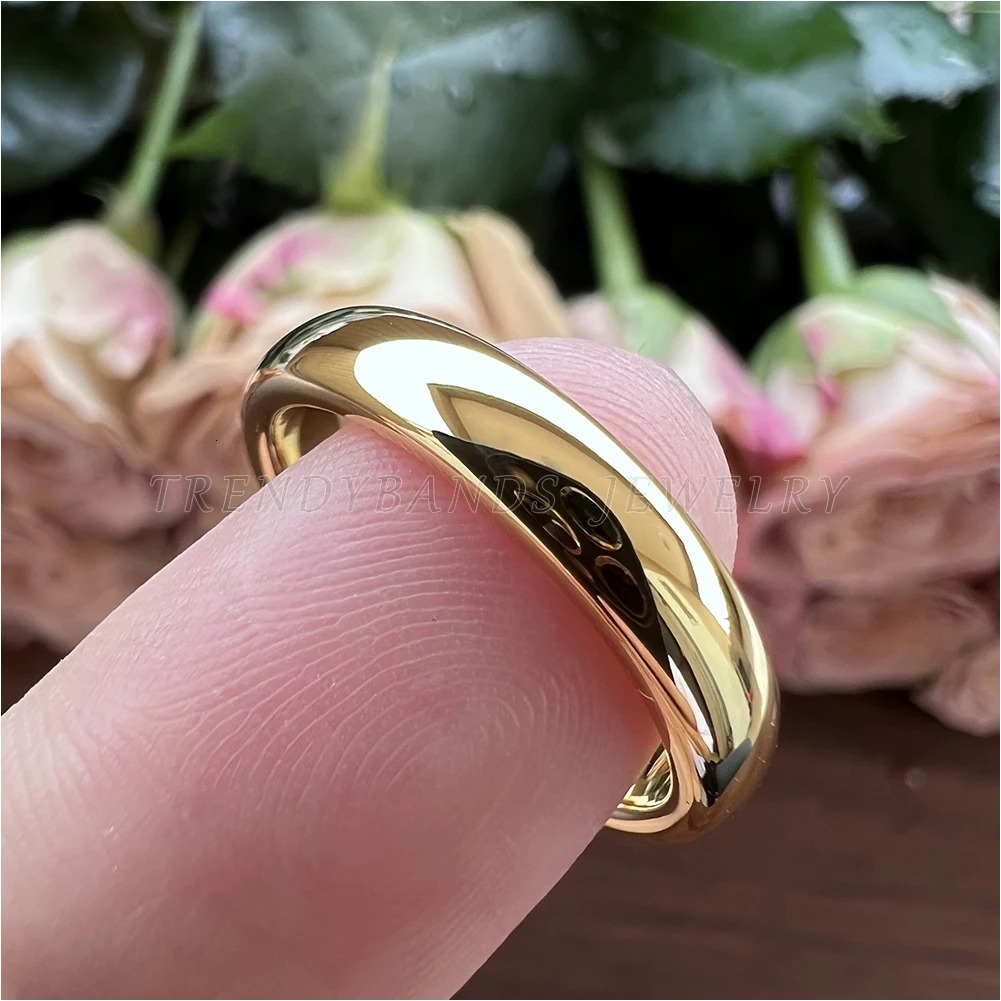2mm 3mm 4mm 5mm Classic Gold Color Wedding BandTungsten Carbide Rings Women Men Engagement Ring Gift Jewelry Dome Polished Band 260805