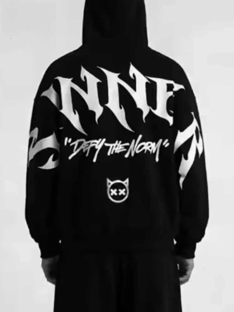 Print Mens Letter Gothic Sinner Reflective Hoodie Streetwear Unisex Hooded Sweatshirt Y2K Punk Hip Hop Loose Pullover Top New J260804