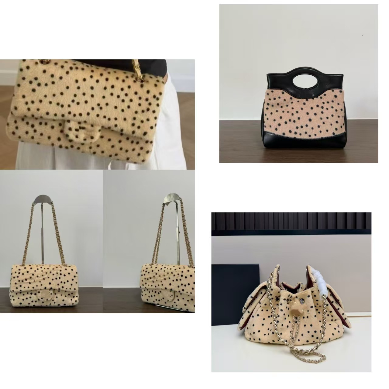 Designer's internet famous retro wave point plush splicing handbag versatile Korean version crossbody bag 2026 new fur bag for women