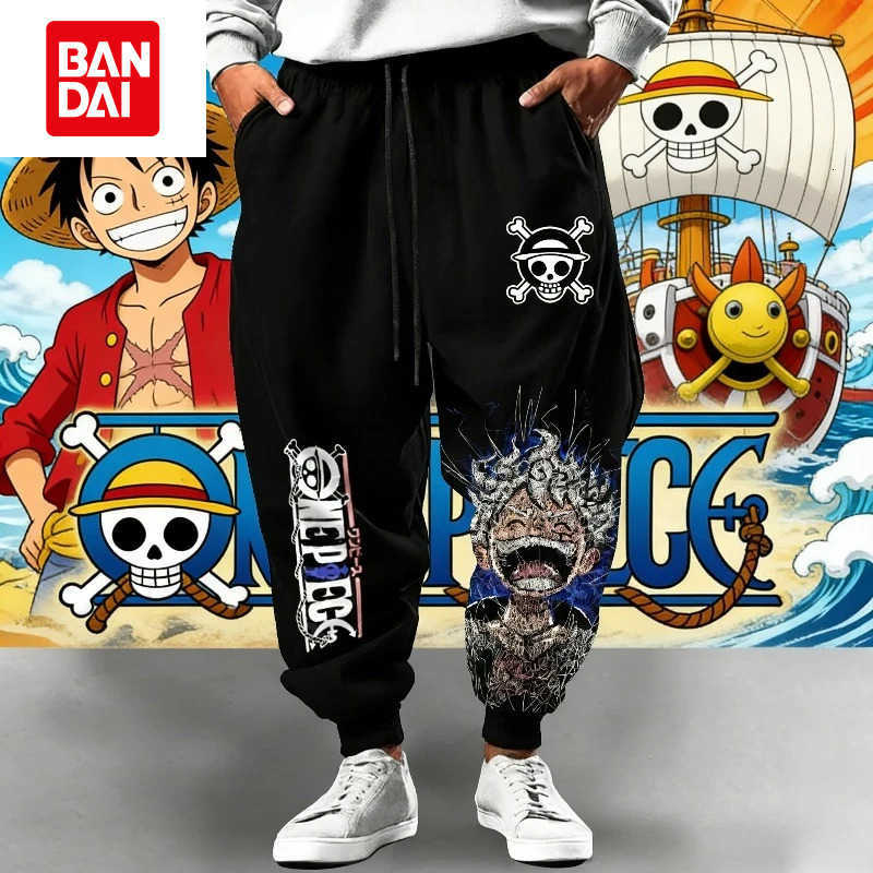Bandai One Piece Unisex Pure Sports Pants Luffy 2026 Spring and Summer Harajuku Anime Print American Hip-hop Loose Pants L26080550NO
