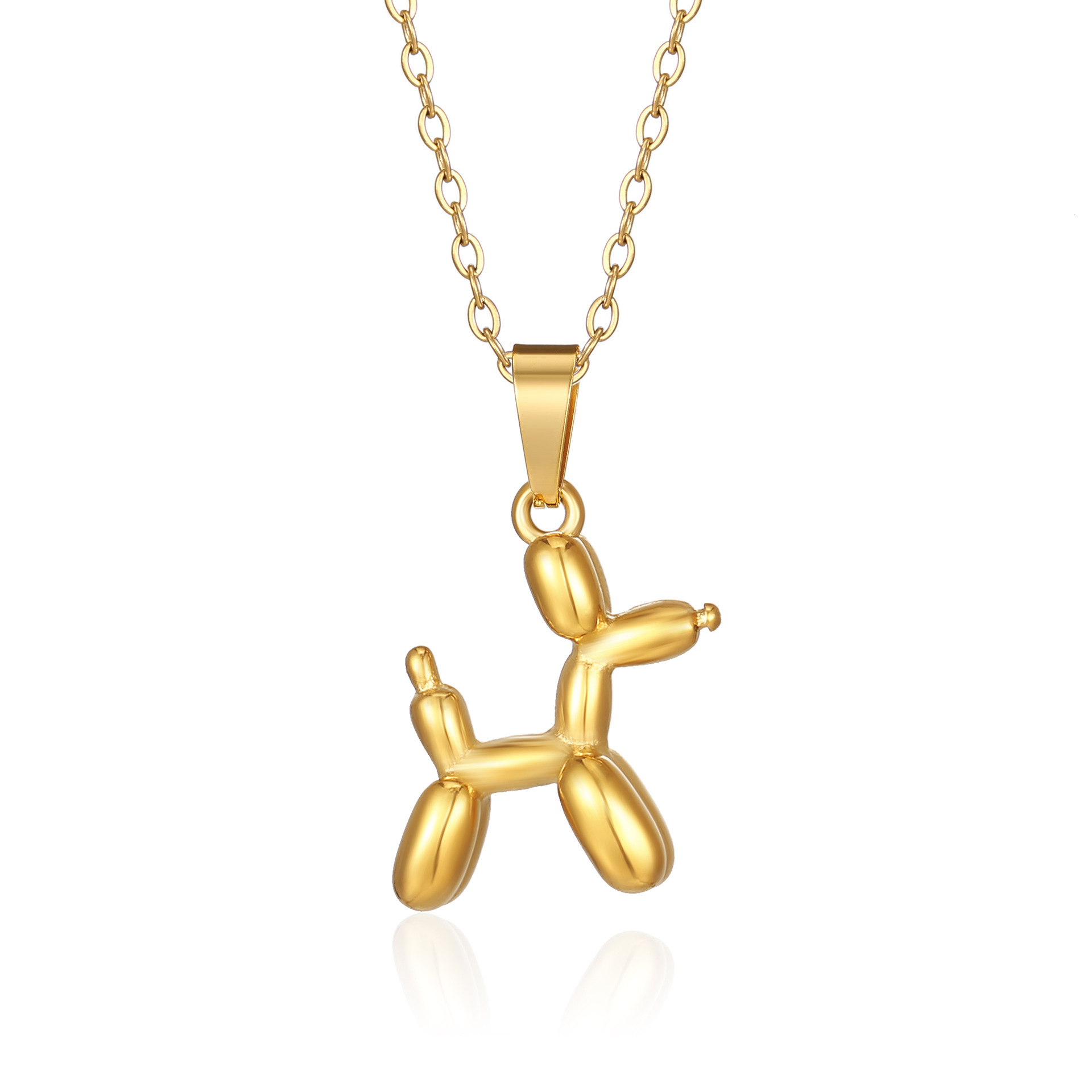 Korean-style elegant non-fading titanium steel necklace, women's ins-style niche design, puppy pattern pendant collarbone chain