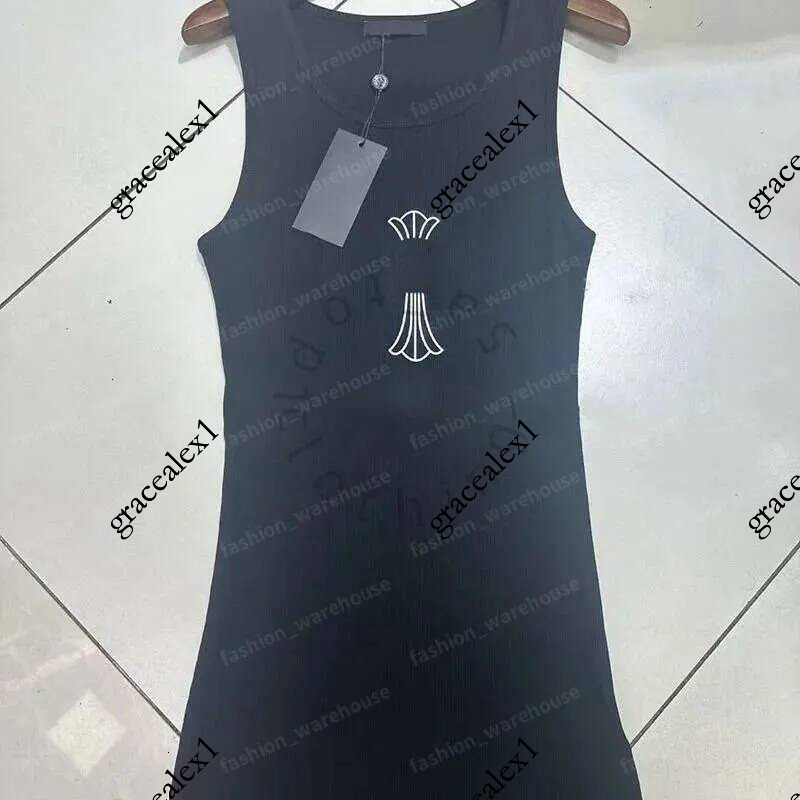 chrome New Pure Desire Spicy Girl Sanskrit Printed Neck Hanging Versatile Tank Top Designer dress Sleeveless camisole vest Slimming slimming womens