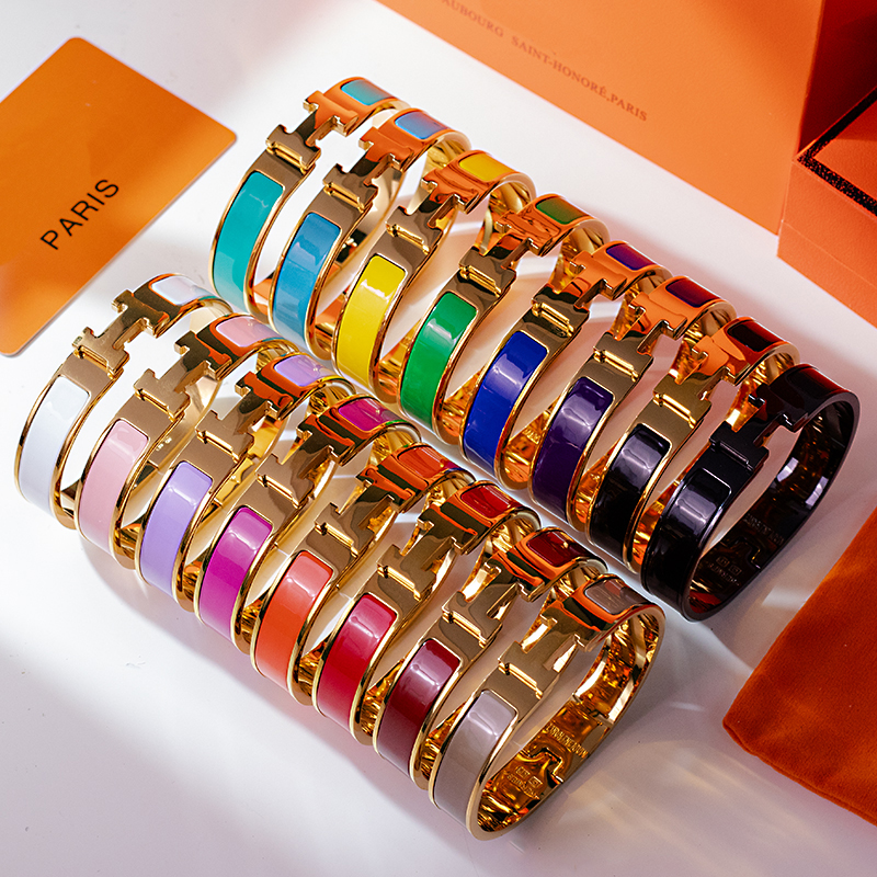Bracelet H Classique 12mm Marque Designer Bracelet Cuir Couple Femme Homme Acier Inoxydable 316L Bracelet Or 18K Bijou Luxe