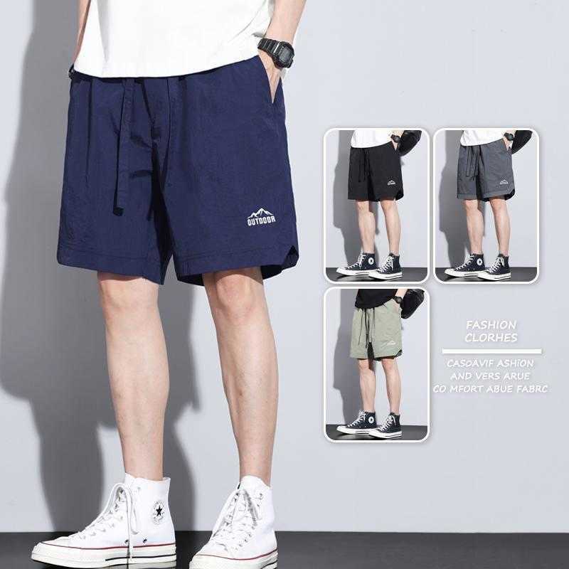 Summer ice silk quick-dry shorts thin breathable loose versatile sports mid-length pants casual outdoor wear five-point beach pants S2608045ANA