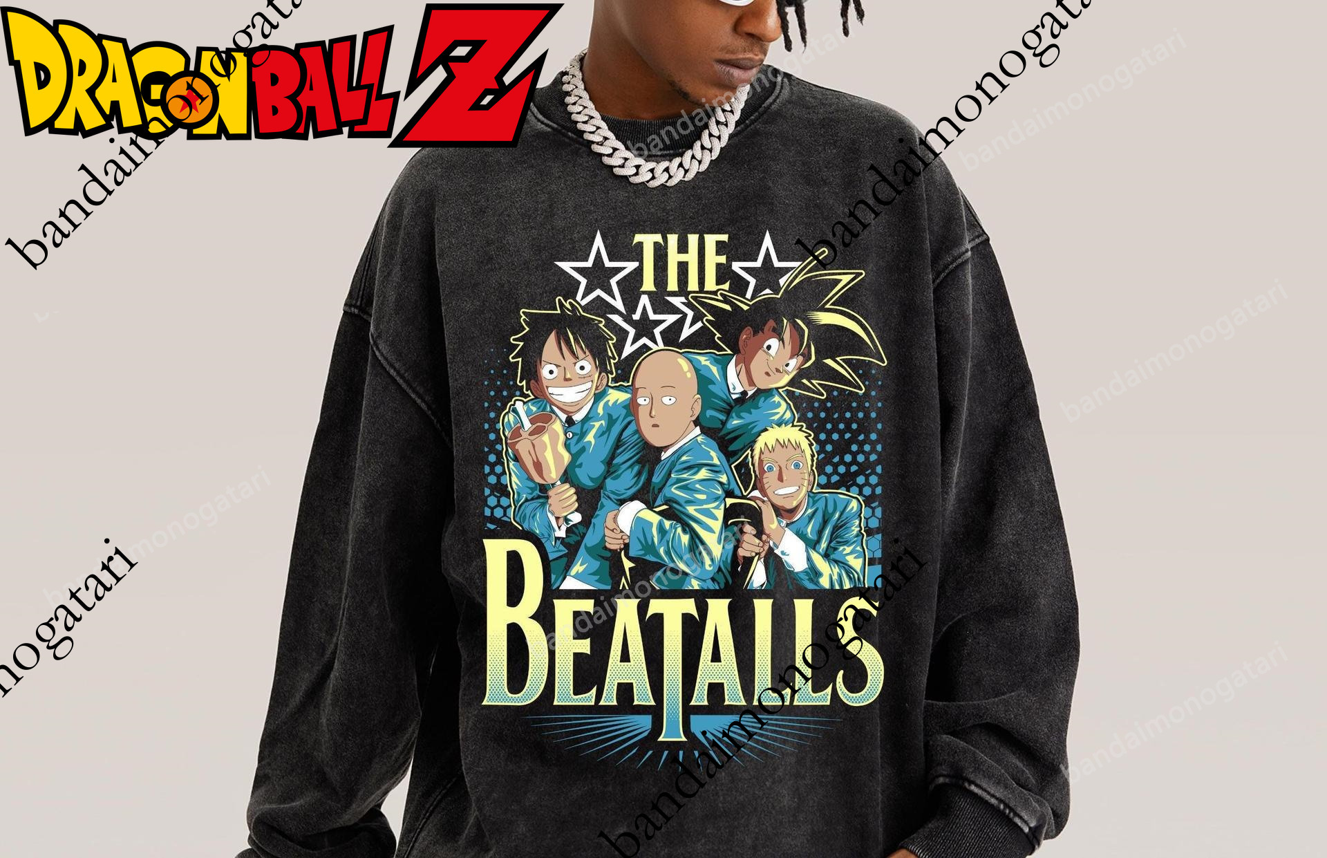Washed vintage Dragon Ball Goku series Japanese anime, autumn 360G heavyweight round-neck sweatshirt, distressed and loose fit d4be