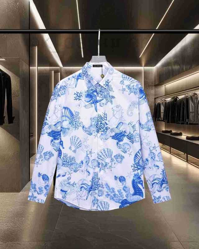 Men's Casual Shirts Designer Jacquard denim long-sleeve shirt with a turn-down collar high-end version 26 new models for men CY8K