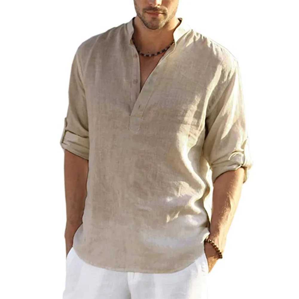 New Men's Casual Blouse Cotton Linen Shirt Loose Tops Long Sleeve Tee Shirt Spring Autumn Casual Handsome Men's Shirts Z260805