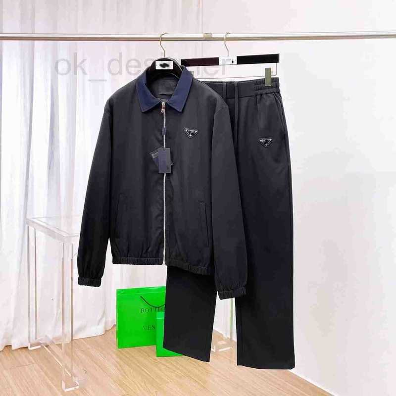 Men's Tracksuits Designer High-end P brand triangle logo velvet zip-up stand-collar versatile casual sports suit loose fit unisex G3RI