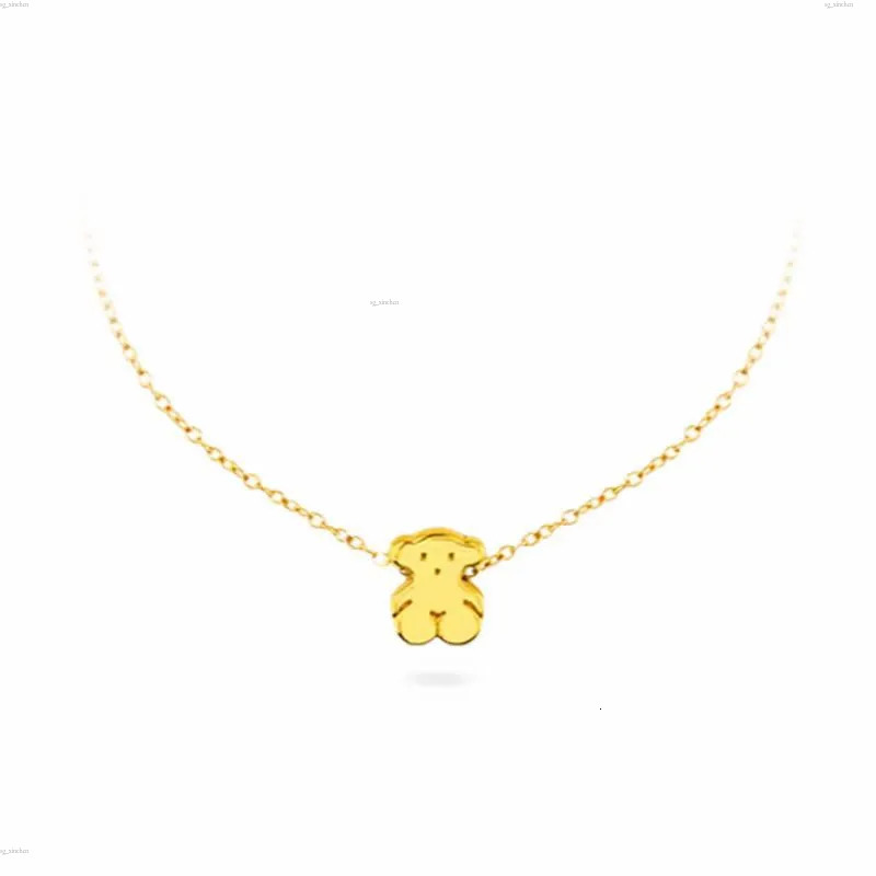 S925 sterling silver lovely little bear pendant necklace choker for women girls 18k gold cute mini tiny bears animal chokers necklaces party jewe