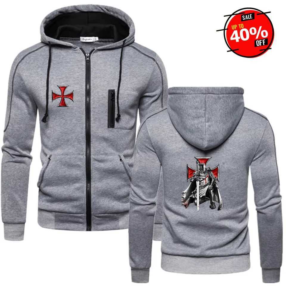 2025 Spring Autumn Knights Templar Print Outdoor Sports Cardigan Zipper Jacket Coats Man's Loose Comfortable Solid Color Hoodies S260805431I