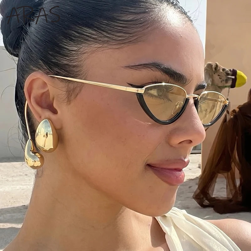 Sexy Cat Eye Punk Sunglasses Women 2026 y n Steampunk Vintage Metal Half Frame Pendant Sun Glasses Fashion Y2K Shades 260805