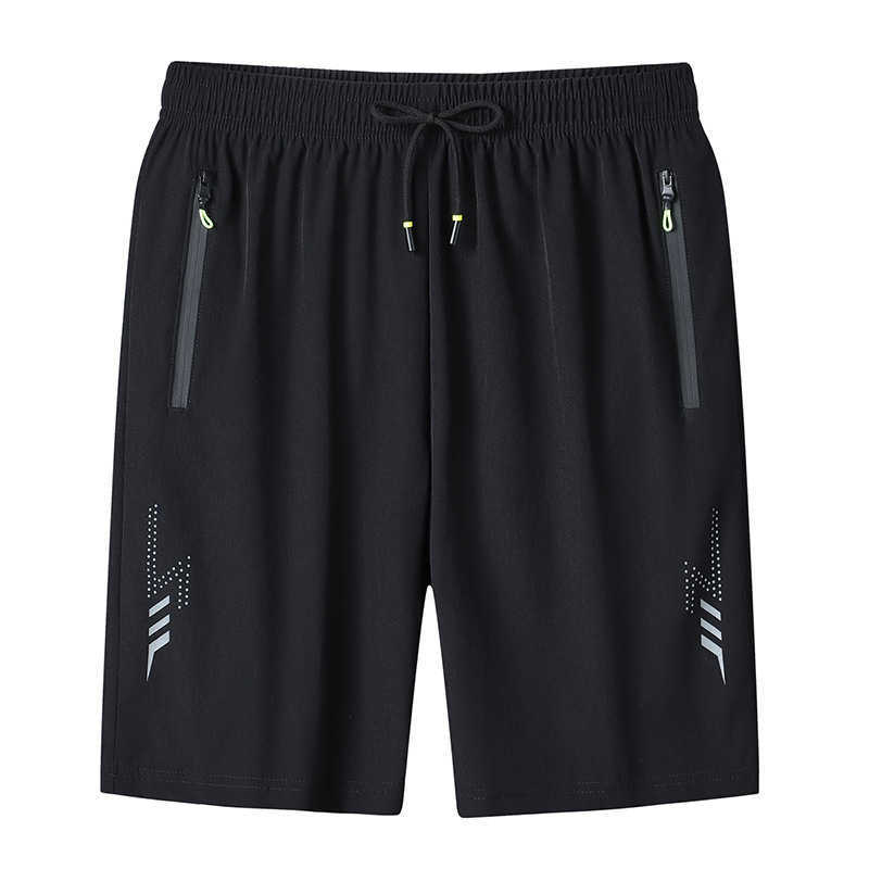 Plus-size men's ice silk quick-dry shorts summer casual sports shorts with zipper pockets men's knee-length shorts S2608048SVC