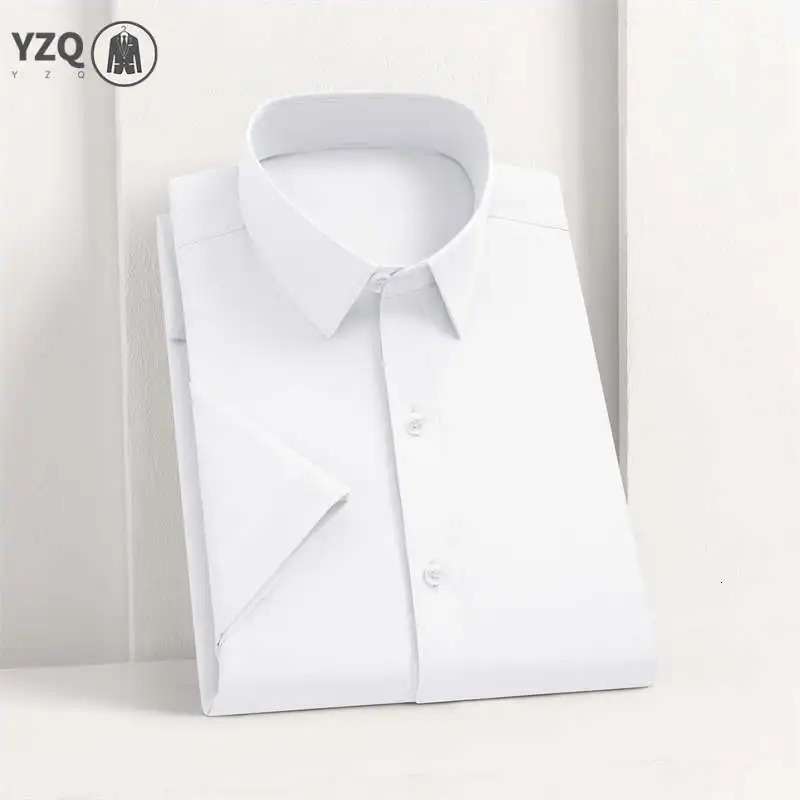Men's Business Casual Solid Color Short Sleeve Shirt Summer Fashion No Ironing Comfortable Versatile Top for Men 260805
