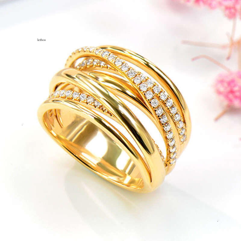 popular exotic light luxury style cross-line rings for women trendy and stylish
