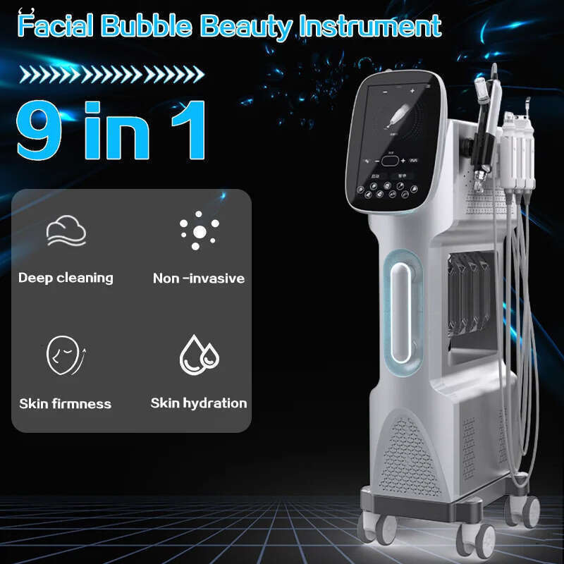 Multi-Functional 9 In 1 Beauty Dermabrasion Skin Exfoliating Beauty Beautyting Device RF EMS Ultrasound Skin Lifting Aqua Peel Deep Clean Center
