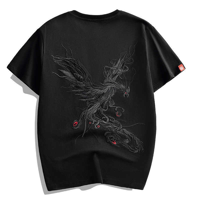 Summer 2026 Cotton Trend Oversize Short Sve T-Shirt Men's National Chinese Style Tshirt Men'S Phoenix Embroidery Top Tee D260805