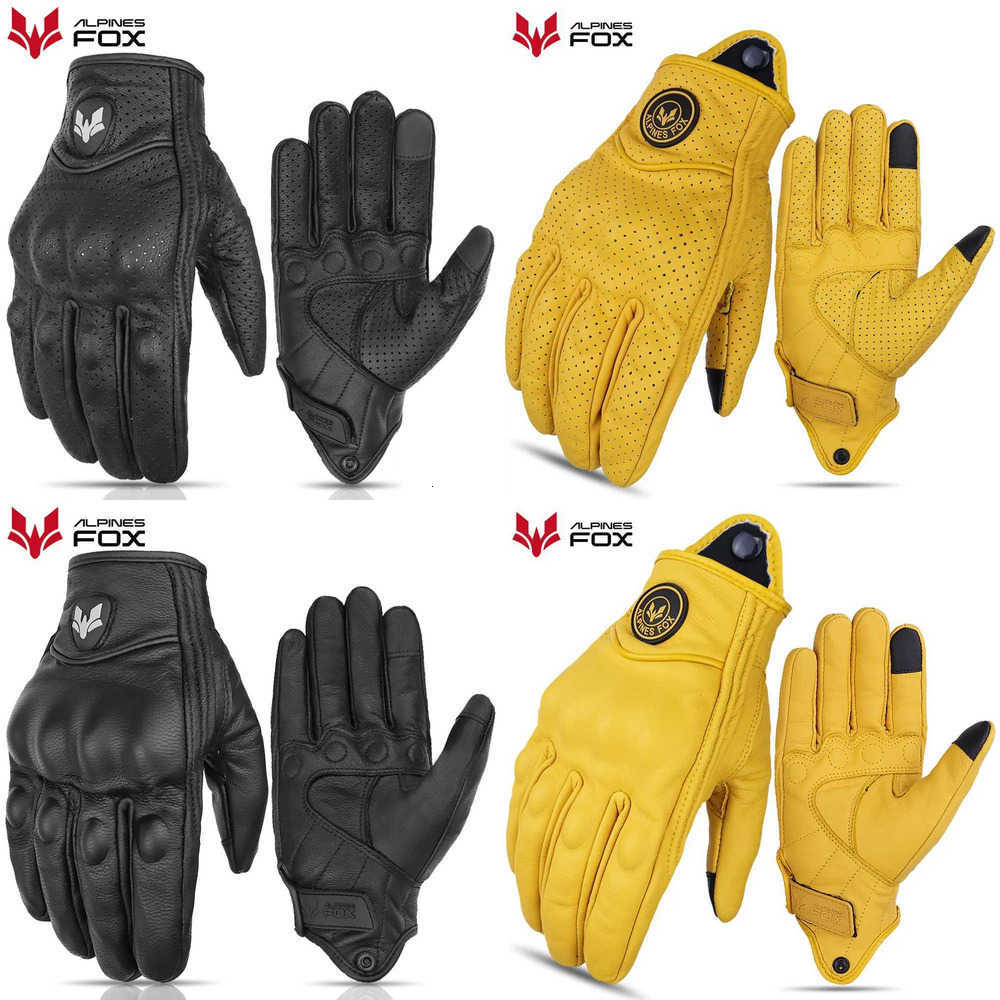 Goatskin Classic Vintage Motorcycle Gloves Summer Men Perforated Leather Motorbike Motocross Gloves Bicycle Motorcyclist Gloves J260805
