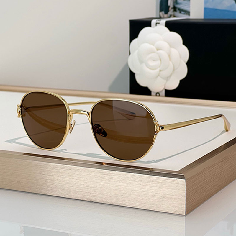 Ladies new Pantos Sunglasses CH4306 designer metal oval frame personalized design fashionable and trendy round sunglasses with box