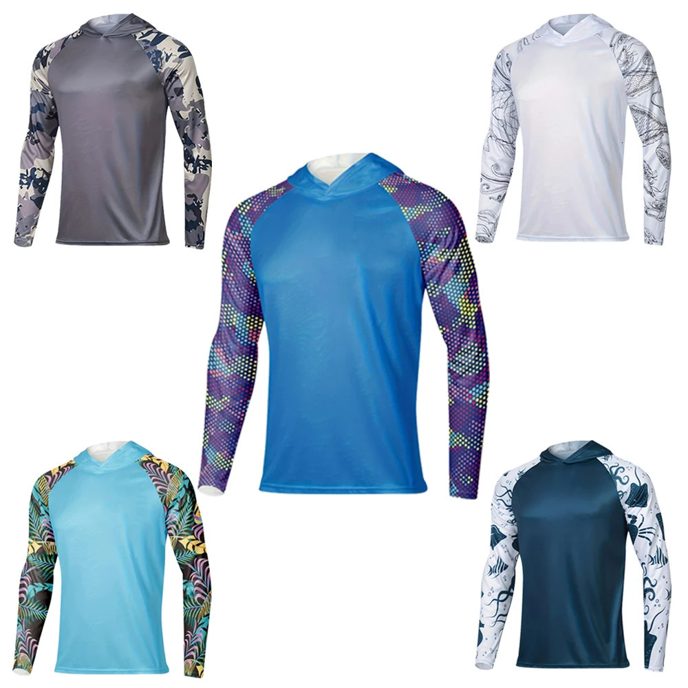 Fishing shirt Summer Upf 50 Sunscreen hooded top UV outdoor protection Casual wear fishing hooded 260805