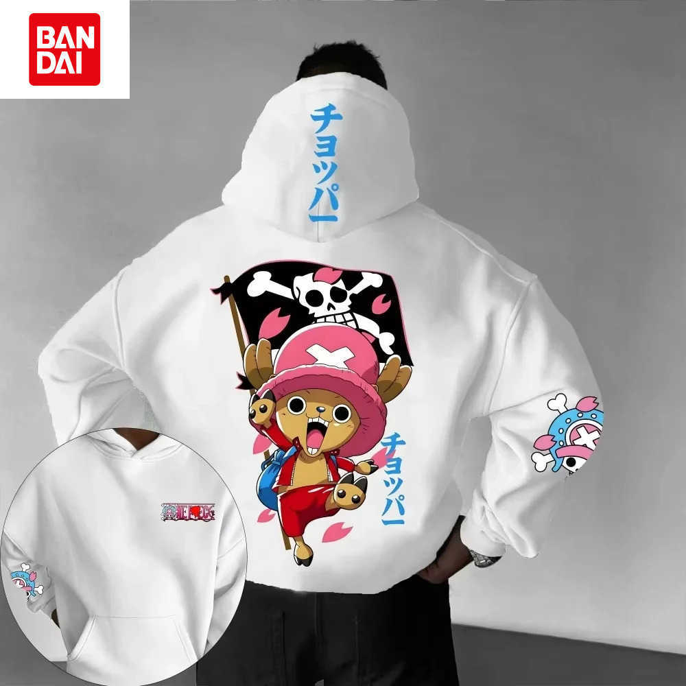 Bandai New ONE PIECE Men's Hoodie Sweater Tony Chopper Japan Anime Summer Autumn New Boys Children's Long Sleeve Parent-Child Wear L260805