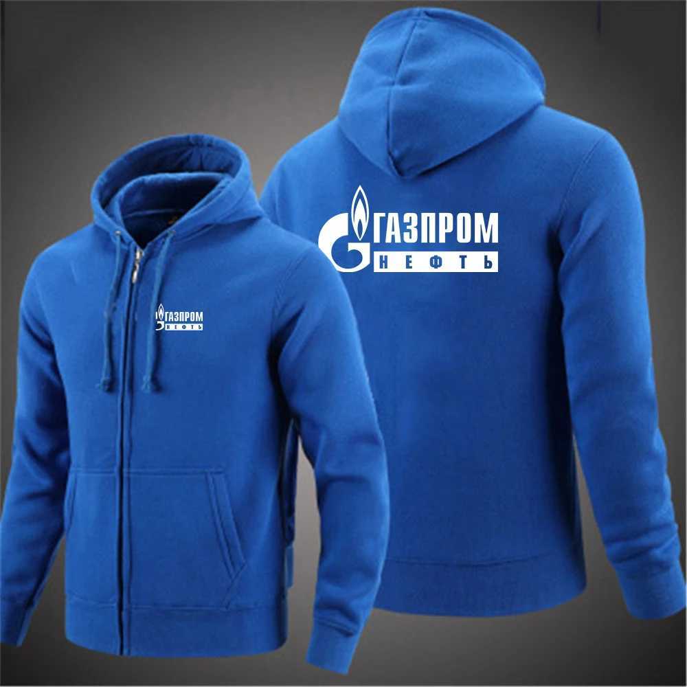 Russia Gazprom 2024 Mens Fashion Hoodies Spring And Autumn Solid Color Zipper Pullover Coat Comfortable Harajuku Top Sweatshirts S260805N14S