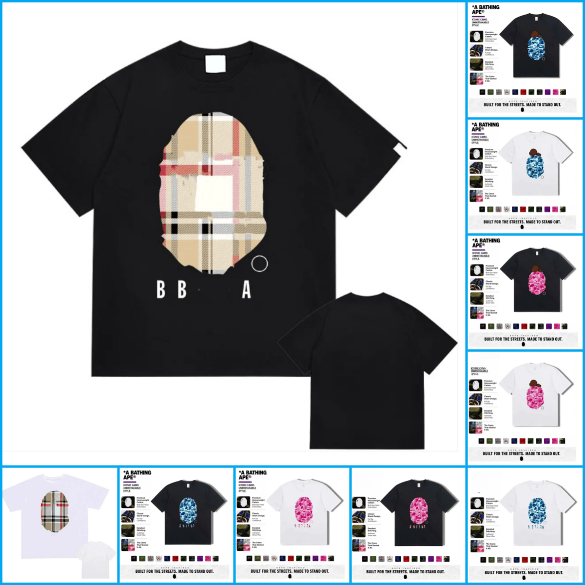NEW 10A Ba pe shirt Graffiti Camouflage Graphic Tee Oversized Printed Tee Top Designer Shirt Hip Hop Streetwear Unisex Clothes shark Tshirt Men&#