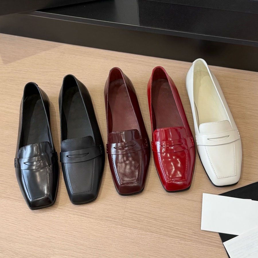 High quality Classic new Suede real Leather Square-toe women's loafers slip on shoes Flat heel dress shoes Luxury designer loafers womens laidy