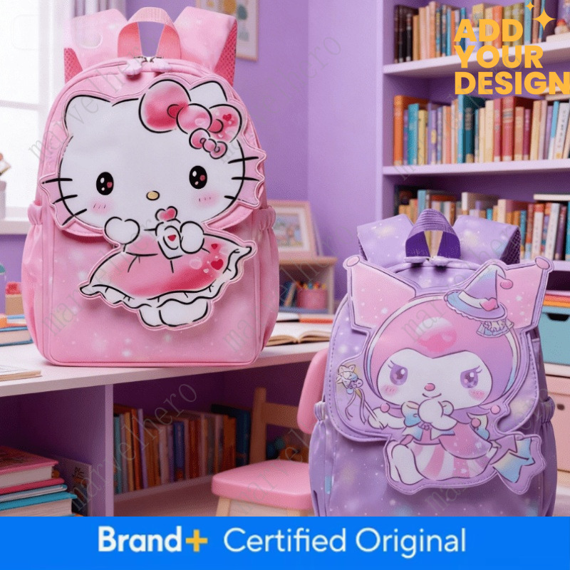 Sanrio Hello Kitty Backpack Kuromi And Melody Cute Ladies Shoulder Bag Large Capacity Lightweight Nylon Schoolbag With Iconic Logo Birthday Gift