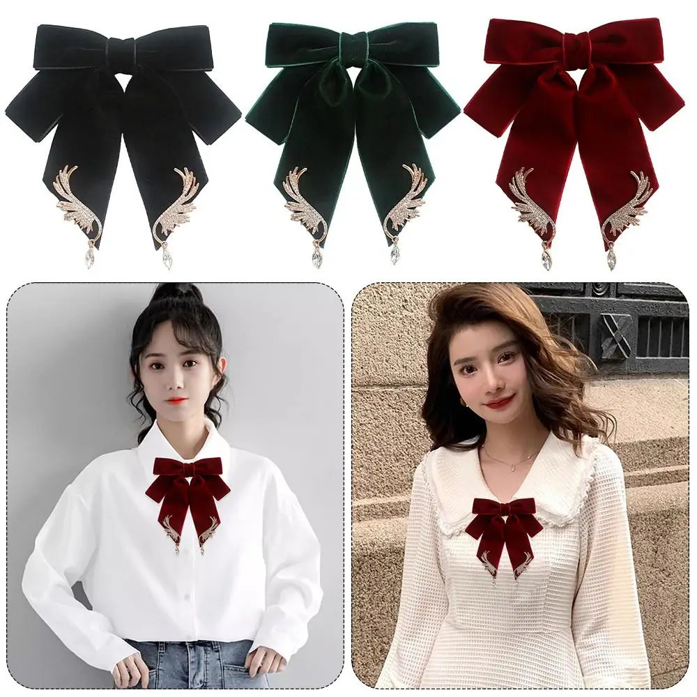 Retro Velvet Bowtie Business Elegant Fabric Bow Brooches Korean Bowknot Necktie Women and Man 260804